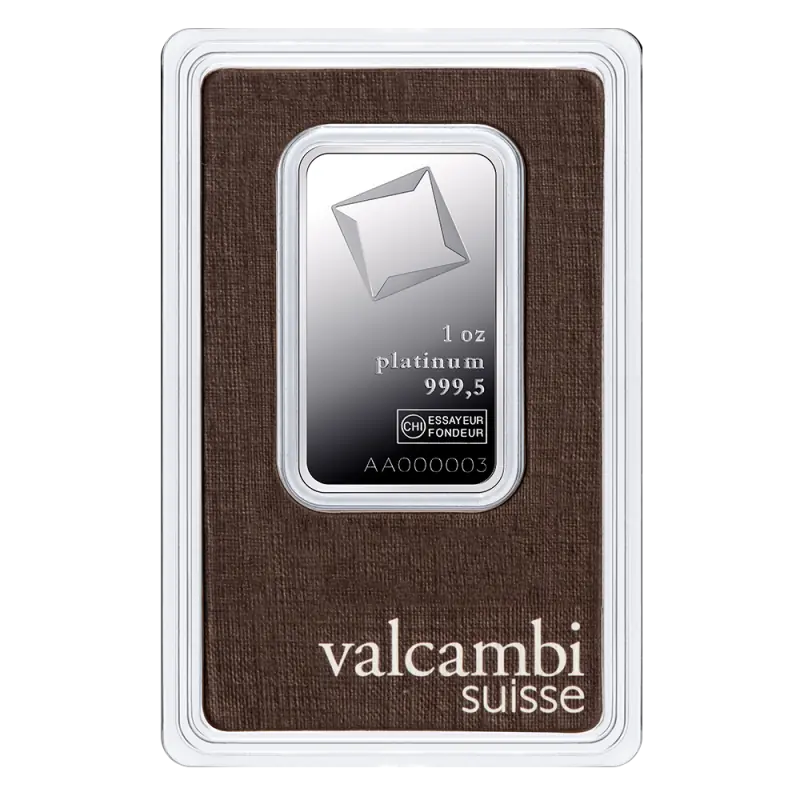 1 oz Platinum Bar | Valcambi - pilt 1