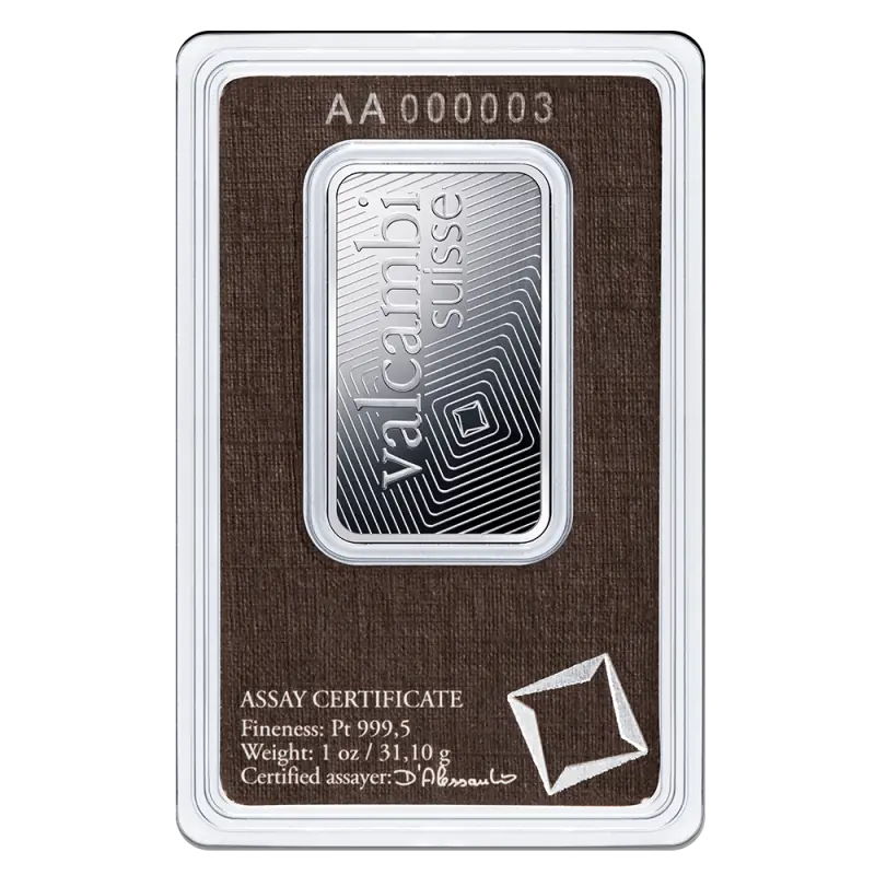 1 oz Platinum Bar | Valcambi - pilt 2
