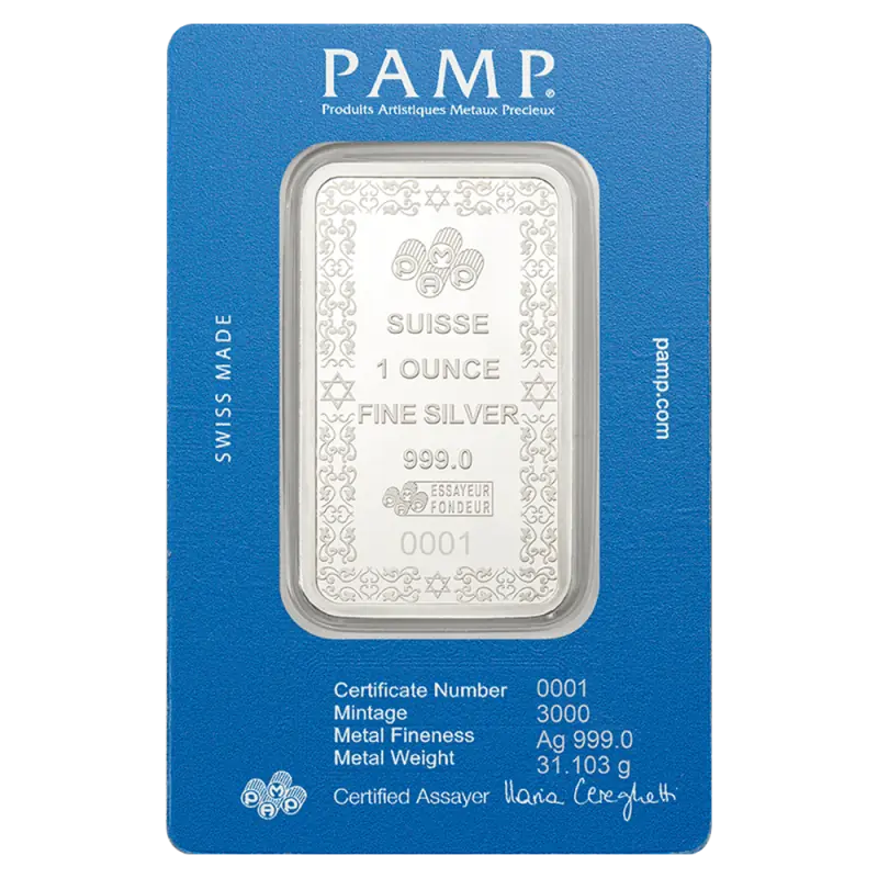 1 oz Silver Bar | PAMP | Star of David - pilt 2