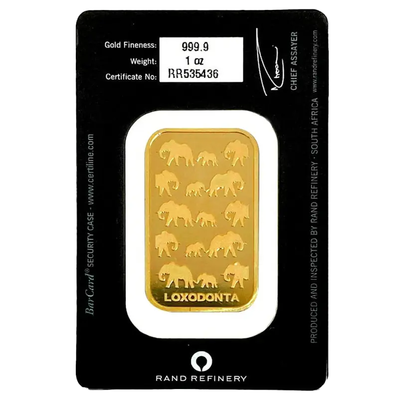 1 oz Gold Bar | Loxodonta Africana | Rand Refinery - pilt 1